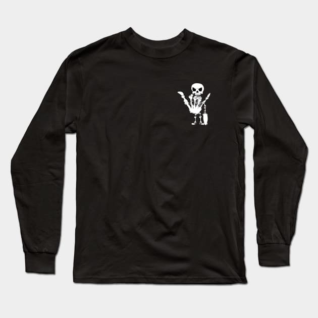 Shaka Skeleton with Skateboard Long Sleeve T-Shirt by Rogue Ramblers